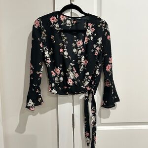 H&M black floral blouse